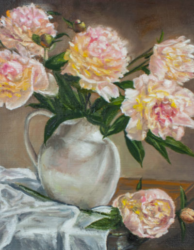 Peonies in a pearl vase