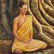 Buddha sits